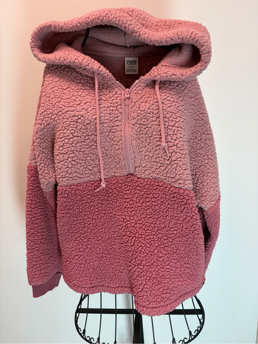 PINK Victoria's Secret Dusty Rose Sherpa Hoodie